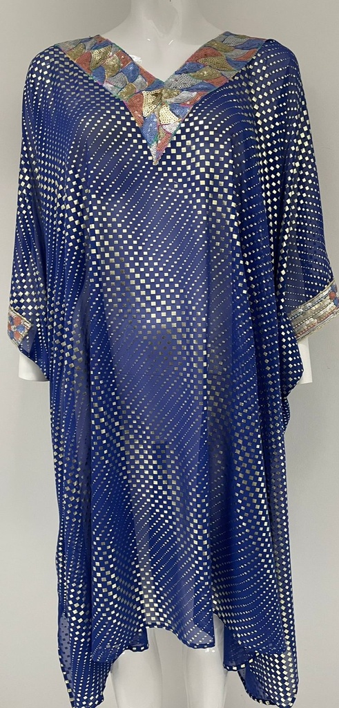 Silky Dress With Silver Sequins Design