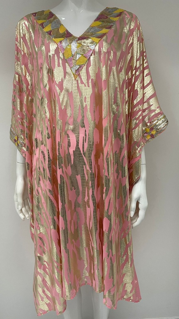 Pink With Golden Embroidery Dress
