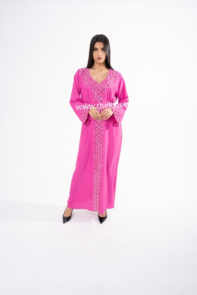 Chic Dress With Silvery Embroidered Design