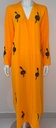 Chic Orange Abaya With Sequin Flower Design