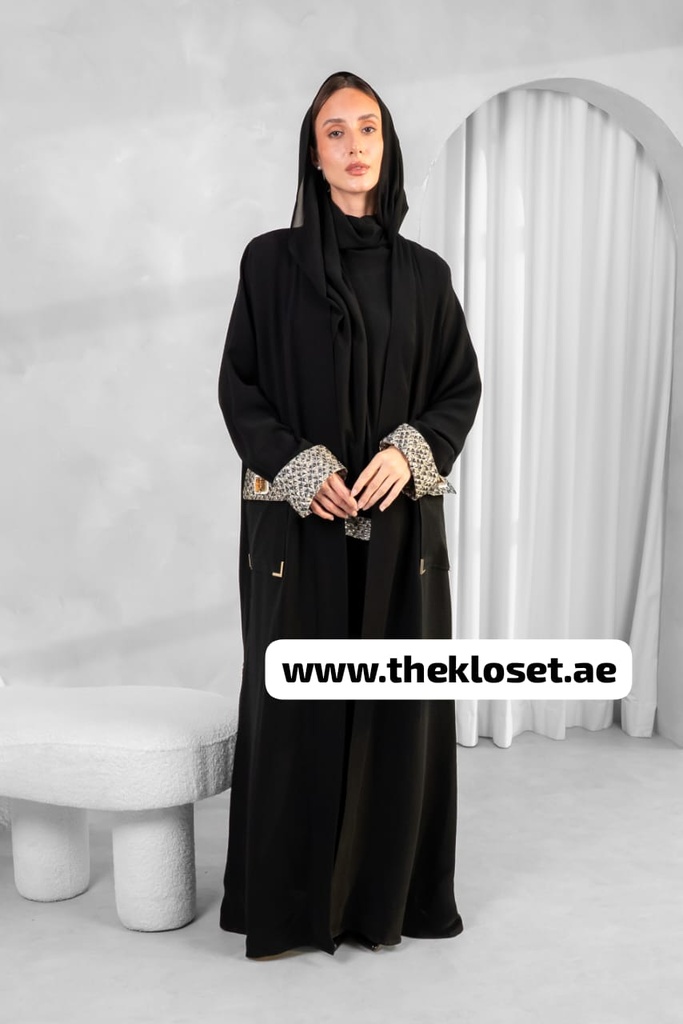 Open Abaya With Silvery Both Side Pocket Design