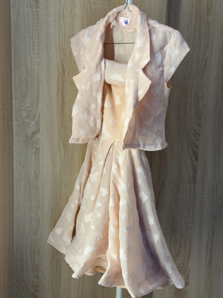 Off shoulder butterflies Dress with jacket
