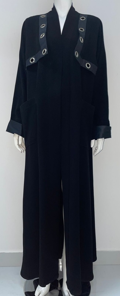 Black Open Abaya With Both Side Pocket