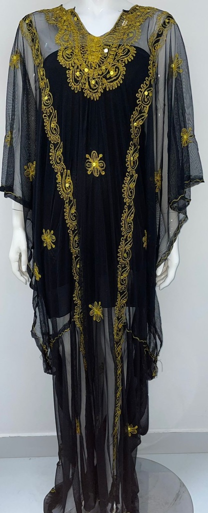 Black Dress With Golden Embellishments Design