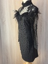Black pearls & Feathers short Bodycon Dress