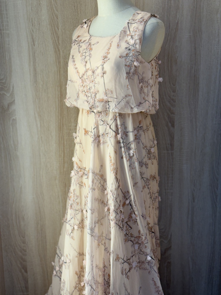 3D Floral Branches Pink Dress