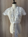 3D White flowers sheer short jacket
