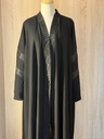 Golden beads creased black Abaya