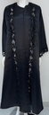 Silky Black Abaya With Embroidered Flower Design