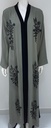 Abaya With Embroidered Beads Flower Design