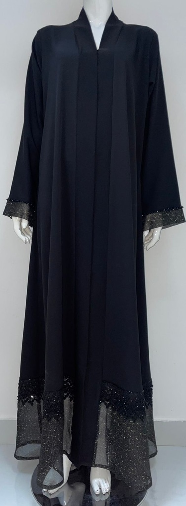 Black Abaya With Embroidered Stone Design 