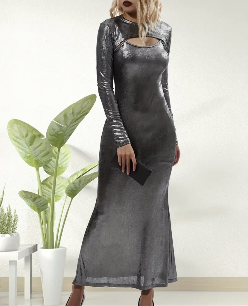 Sliver Dress & Cape Top