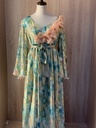 Glittery Green Flowers Tassels Dress