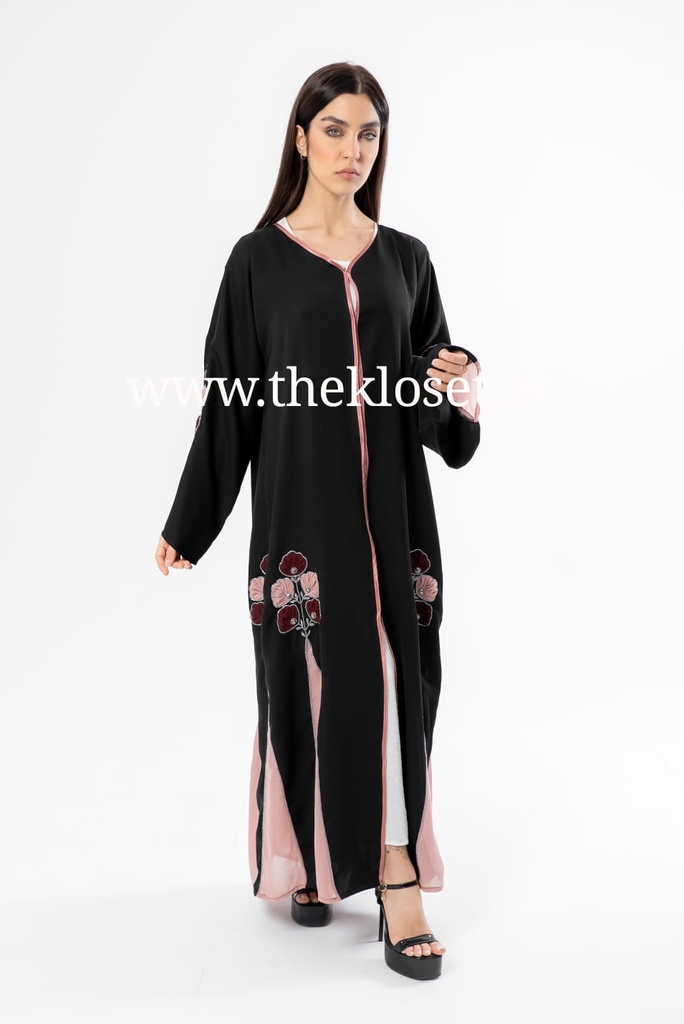 Elegant Floral Hand Beaded Abaya