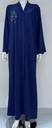 Dark Blue Abaya With Embroidered Beaded Flower Design