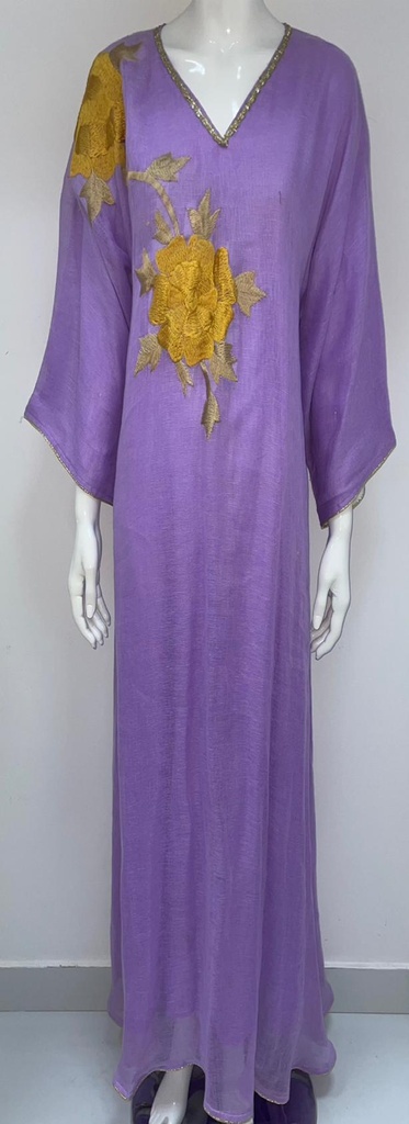Purple Dress With Elegent Flower Design