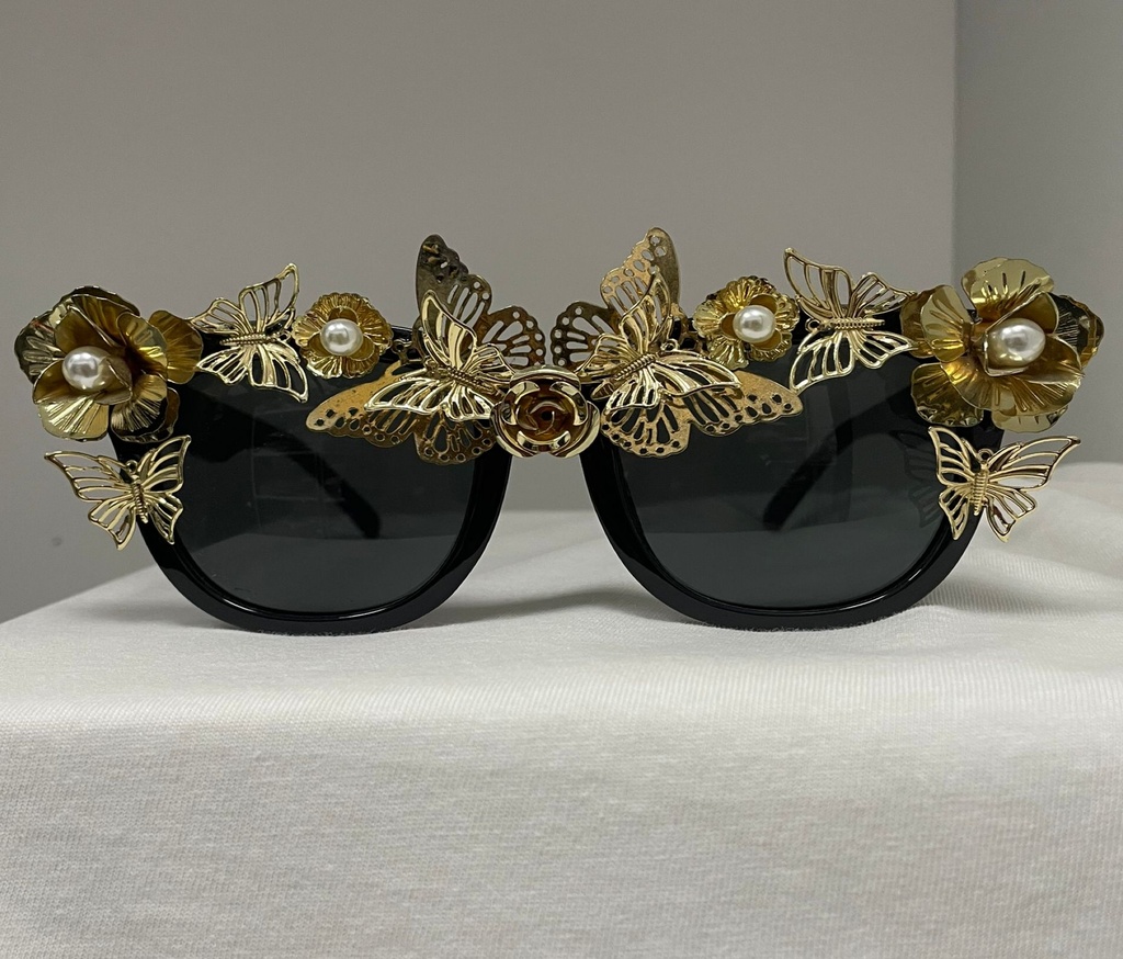  Sunglasses Decorated With Flowers And Butterflies.