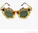Cat Eye Sunglasses Women Luxury Gold Hollow Diamond 