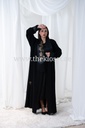 Black Chic Abaya With Tassel And Flower Design