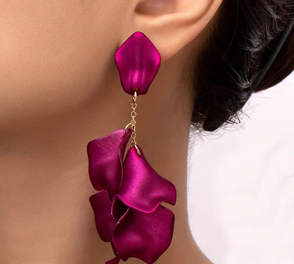 Purple flowers petals Earrings
