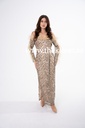 Golden Beaded Feather Evening Dress