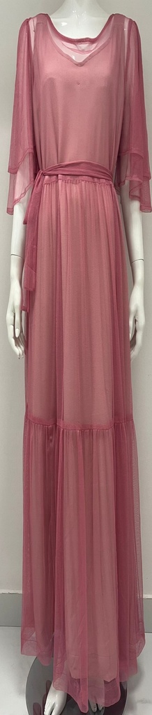 FRILLY MESH LONG DRESS