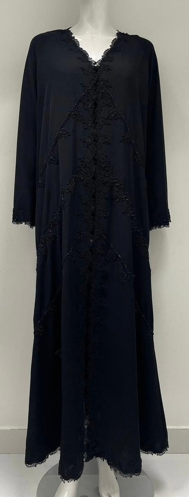 Fashionable Delicate Lace Embellishment Abaya 