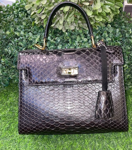 [29171938]  Classy Genuine Python Snakeskin Bag (Black)