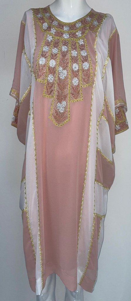 Peach Chic Kids Dress With Embroidery Flower Design