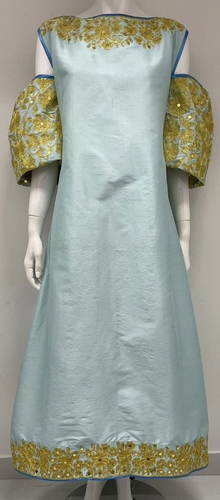 Exquisitely Golden Floral Embroidered Traditional Garment/ Dress