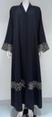 Black Abaya With Golden Embroidery Flower Design