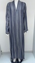 Simple Grey Strip Abaya
