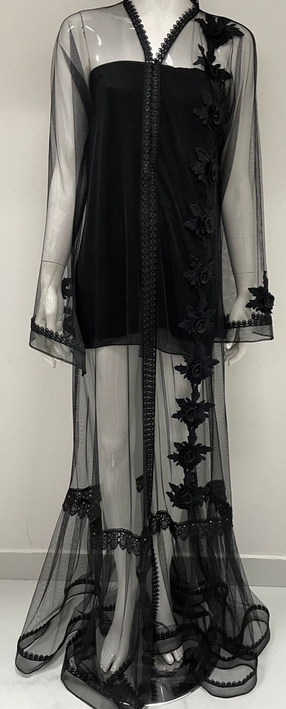 Wedding Black Abaya With floral