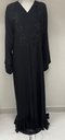 Black Embroidered Flower Abaya