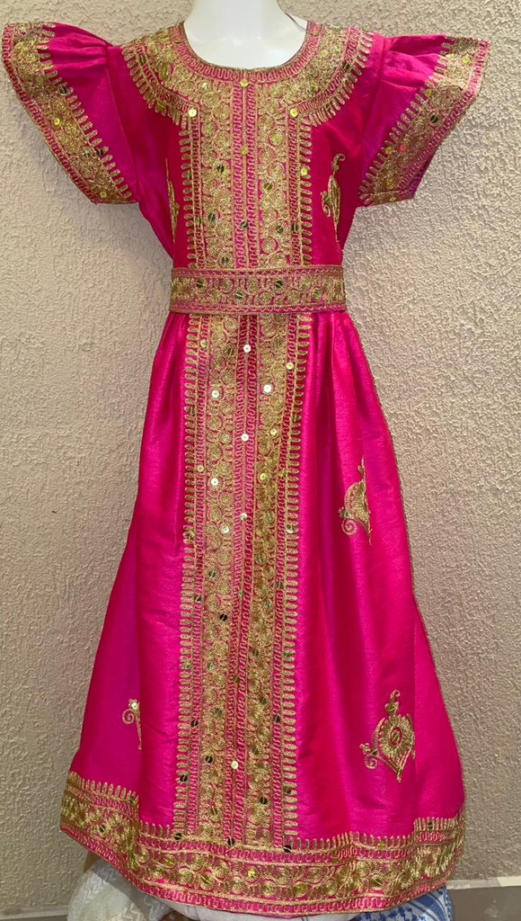 Elegant Pink Traditional Kids Dress