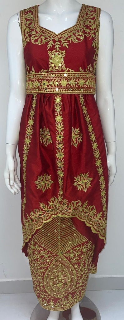 Elegant Maroon Dress With Embroidery Design