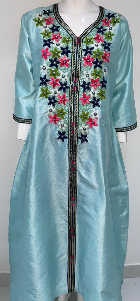 Light Blue With Elegant Floral Design On Chest