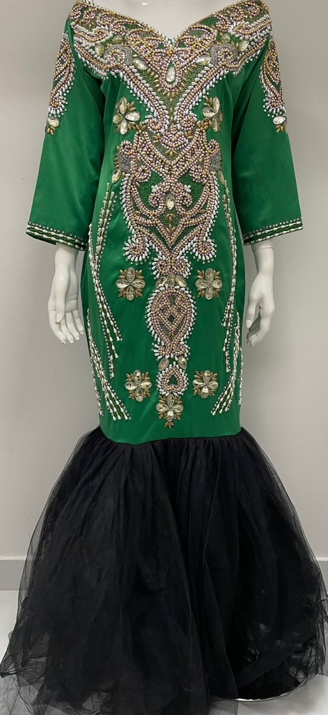 Elegant Green Dress With Beads