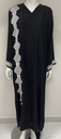 Black Abaya embellished with white embroidery
