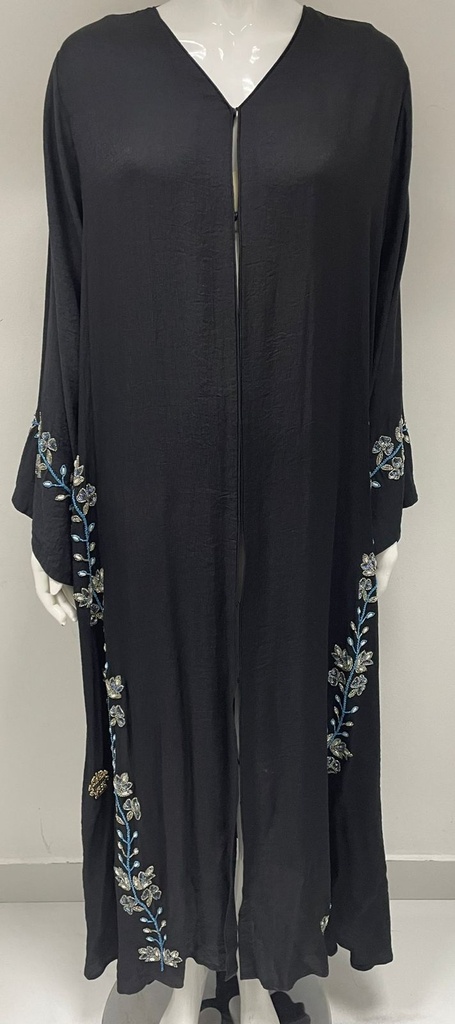 Fashionable Abaya with Intricate Beaded Floral Design