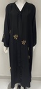 Stylish Black Abaya with Golden Decorative Details