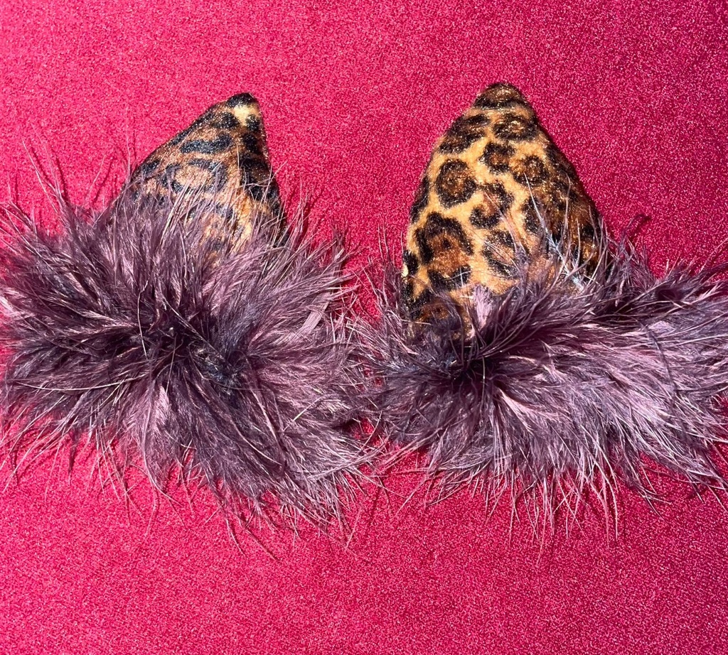 Devil Horns Hair Clip with Leopard Design