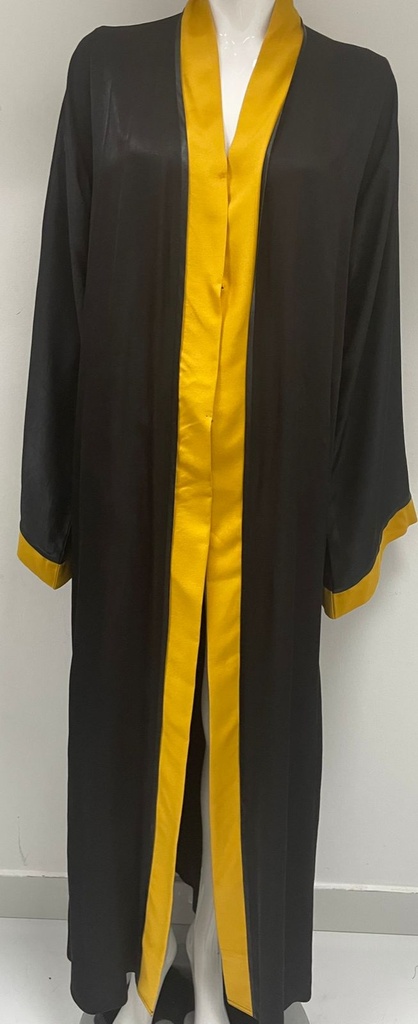 Yellow lined silky black abaya
