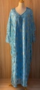 Hand beaded flowers blue thoub dress