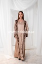 Brown silky velvet print Abaya