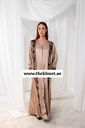 Brown silky velvet print Abaya