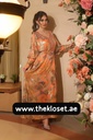 Hand beaded orange thoub dress 