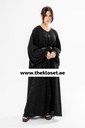 Hand beaded belted closed wide sleeves style abaya