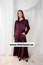 Jeweled buttons burgundy silky abaya