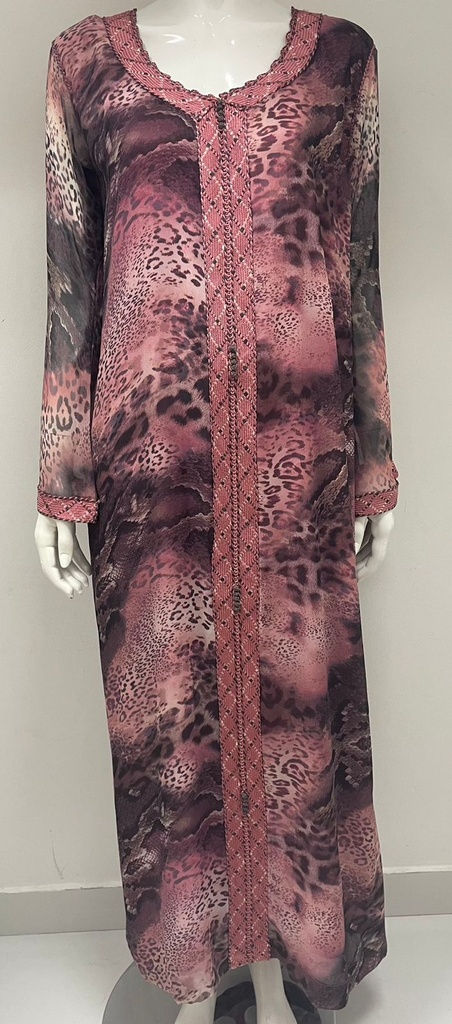 Elegant Leopard Print Jalabiya